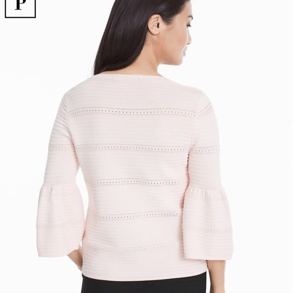 White House Black Market Light Pink Bell Sleeve Sweater size XSP (petite size) - Picture 3 of 9